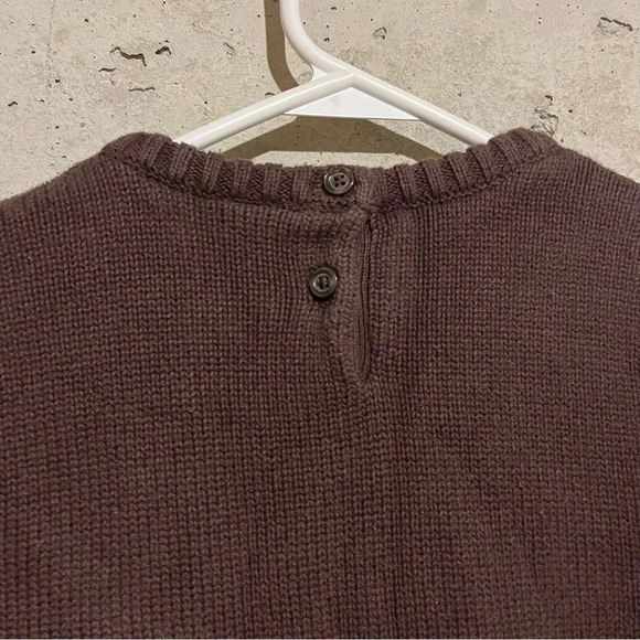 Gymboree Girls 10 Brown Knit Sweater Dress Yellow Flower Long Sleeves - Picture 7 of 9